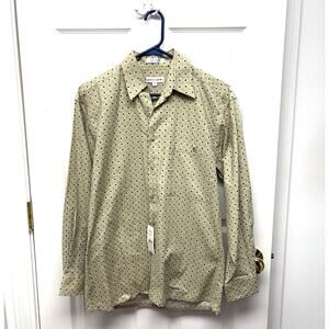 Pierre Cardin Men's Button Down Shirt, NWT, Beige and Black Pattern, Size S